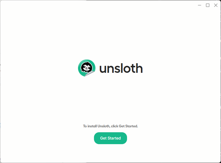 Unsloth Desktopの初回起動画面