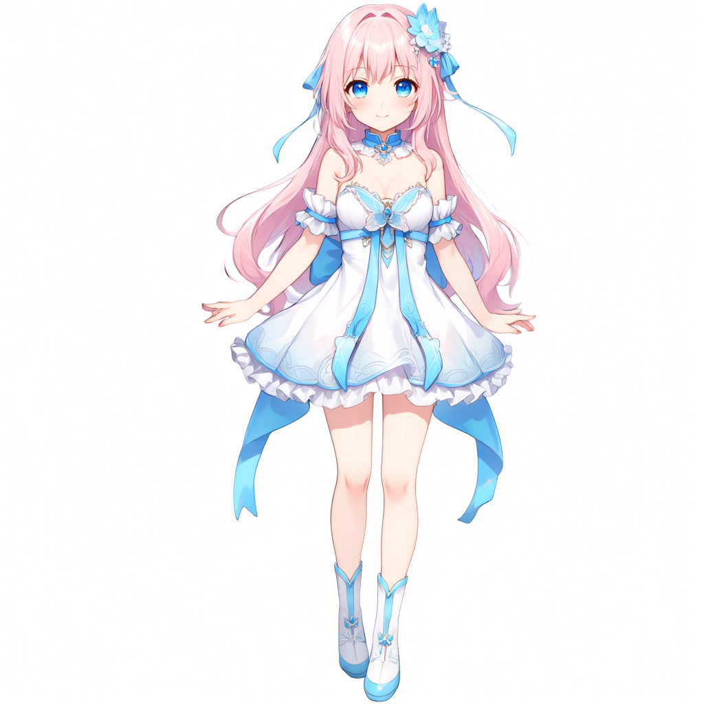 Qwen-Image 2.1の配色参照に使用したピンク髪と青リボンのカラーキャラクター画像