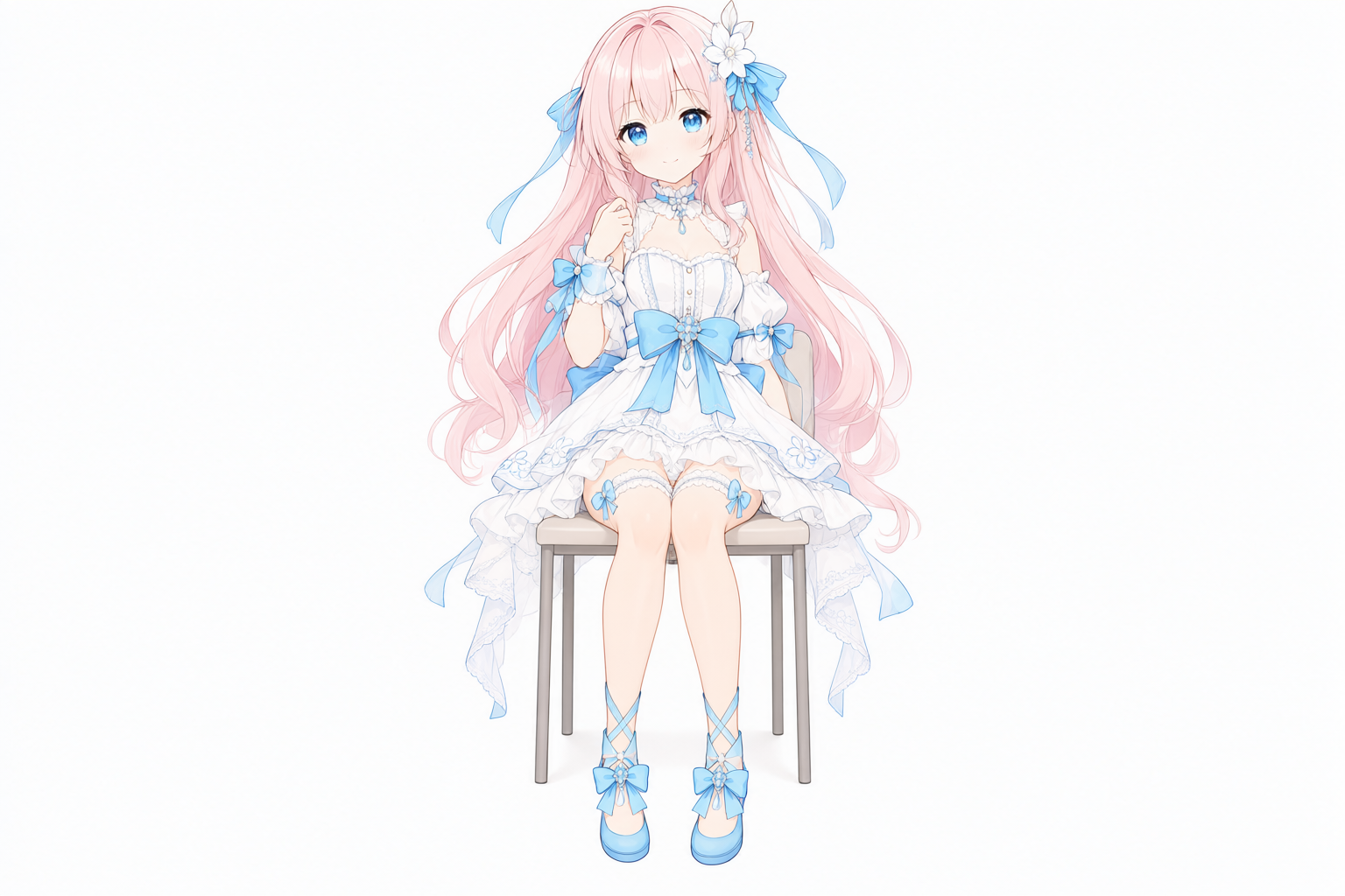 Qwen-Image 2.1でポーズ参照を使いキャラクターを椅子に座らせた結果